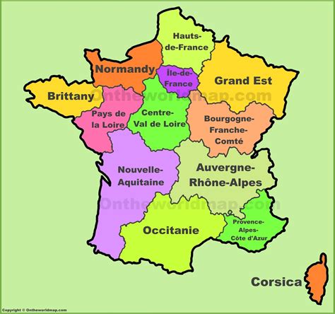 map of france showing regions.